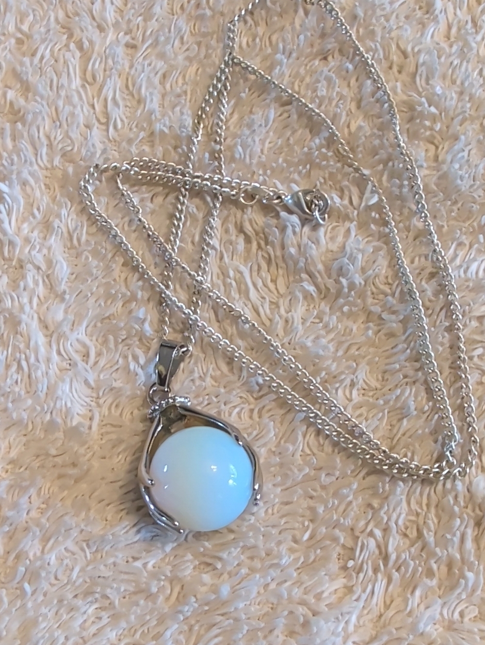 Rock Crystal Pendant On Sterling Silver Chain - Apx 24" Length